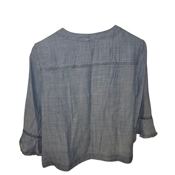 Alfred Dunner Womens Petite Small Blue Chambray Jacket w/Pockets & 3/4 Sleeves - Picture 7 of 13